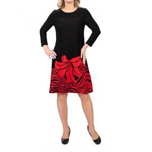 NEW SCAPA mini shift dress in black/red